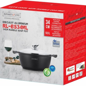 Oala marmorata Royalty LineMarmorata cu capac, 34 cm, 10L, antiaderenta - Img 2