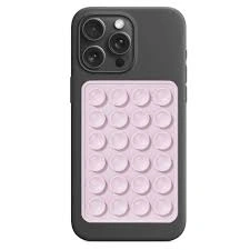 Techsuit - Phone Holder (SL-PAD) - Suction Pad for Selfies, Silicone, Adhesive Mount, Rectangular Shape - Light Pink