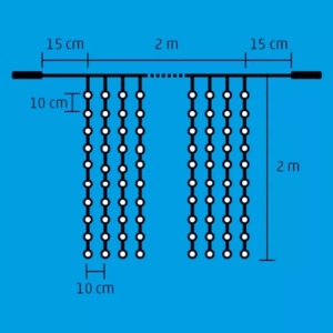 Perdea de lumini cu LED-uri, cu legare în serie, 2x2 m, IP44 - Img 2