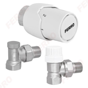Set robinet colt pentru radiator + cap termostat Ferro ZTM21, 1/2 x 1/2 - Img 2
