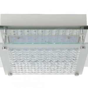 Plafoniera LED alba, 9.5 W, 1180 lm, metal si sticla • Quadra