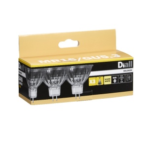 Set 3 becuri halogen, MR16, 50W, 3000K, model reflector • Diall - Img 2
