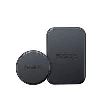 Yesido - (2 pack) Metal Plate (C207) - Round + Rectangle Shapes, Leather Pattern, Universal - Black
