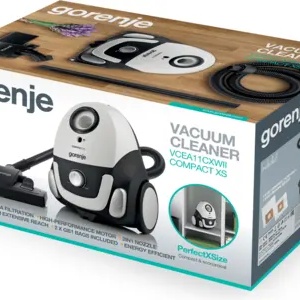 Aspirator cu sac GORENJE Compact XS VCEA11CXWII, 2l, 750W, 78dB, alb-negru - Img 4