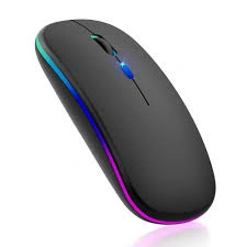 Techsuit - Wireless Mouse GameFlow (M1) - for Gaming, LED RGB, Silent, Bluetooth 5.2, 2.4G, 1600 DPI with USB-C Charging Cable - Black