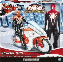 Set figurina Ultimate Spiderman + motocicleta, 30cm 
