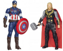Set 2 figurine Captain America + Thor cu sunete interactive, Hasbro, Avengers, 30 cm.