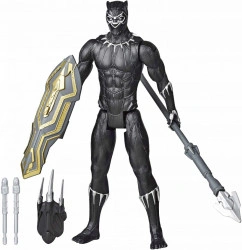 Set figurina Black Panther cu scut, gheara si sulita, 30 cm