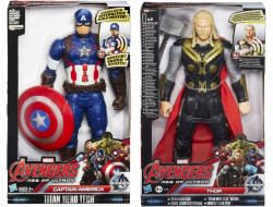 Set 2 figurine Captain America + Thor cu sunete interactive, Hasbro, Avengers, 30 cm.