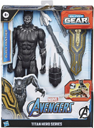 Set figurina Black Panther cu scut, gheara si sulita, 30 cm