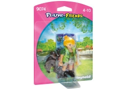Figurina - Ingrijitor Zoo Cu Pui De Gorila