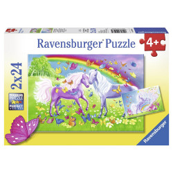Puzzle Cai Si Curcubeu, 2X24 Piese