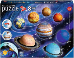 PUZZLE 3D SISTEMUL SOLAR, 27/54/72/108 PIESE