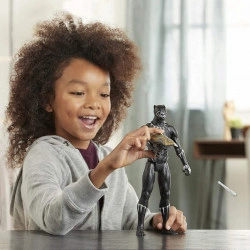Set figurina Black Panther cu scut, gheara si sulita, 30 cm