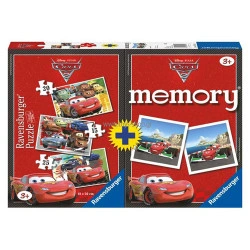 Puzzle + Joc Memory Disney Cars, 3 Buc In Cutie 15/20/25 Piese