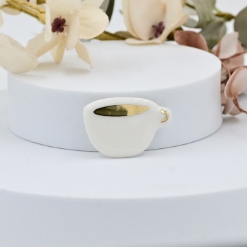 Mărțișor cană cu cafea pictat cu aur/platină - Img 3