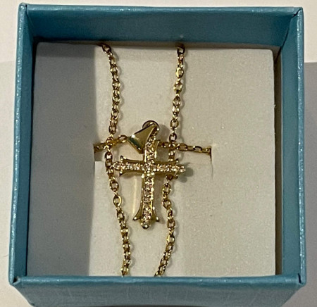 Collana Dorata con Croce Dorata e con Pietre - SPEDIZIONE GRATUITA - Img 2