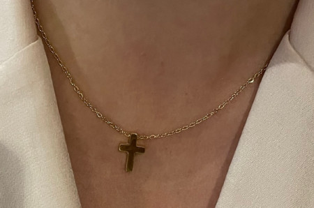 Colar Dourado com Cruz Dourada - FREE SHIPPING