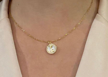 Colar Dourado com Centro Dourado e com Pedras - FREE SHIPPING