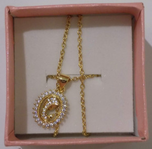 Colar Dourado com Centro Dourado e com Pedras - FREE SHIPPING - Img 3