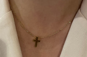 Colar Dourado com Cruz Dourada - FREE SHIPPING