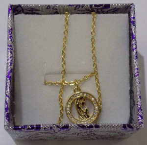 Colar Dourado com Centro Dourado e com Pedras - FREE SHIPPING - Img 2