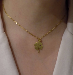 Gold Necklace with Gold Clover - FREE SHIPPING