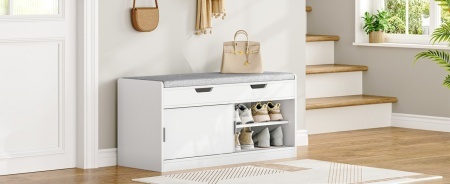 Bancuta alba 100 cm pentru Hol, pantofi, depozitare - BAA35 - Img 3