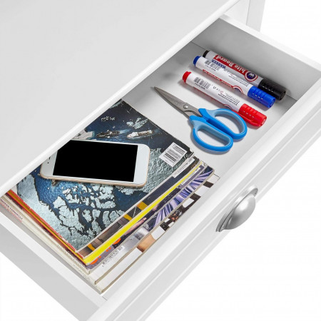 BIA211 - Masa de birou pe colt, 75 cm, home office cu 1 sertar - Alb - Img 6