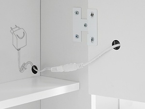 Masuta machiaj cu Oglinda LED si 2 Sertare pentru Cosmetice, Set Masa toaleta 90 cm, Alb, masuta cosmetica, vanity cu sau fara Priza, cu sau fara Scaun - SEA81 - Img 8
