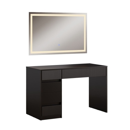 Masuta machiaj naegra cu Oglinda LED si 5 Sertare pentru Cosmetice, Set Masa toaleta 120 cm, masuta cosmetica cu Riflaj, vanity - SEN256 - Img 2