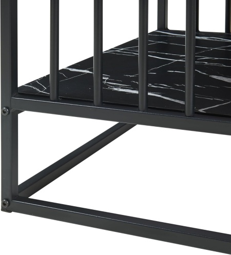 MCAU20 - Masuta de cafea 120 cm, masa pentru living imitatie marmura - Alb - Auriu / Negru - Img 2