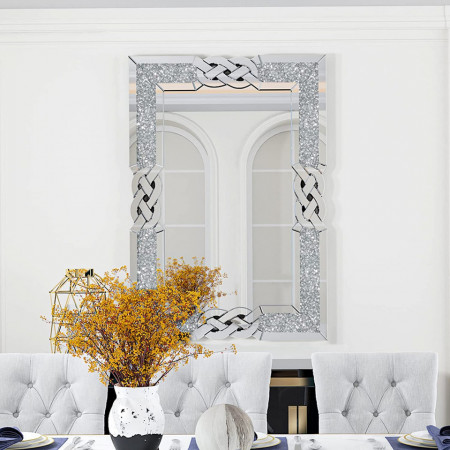 OGG19 - Oglinda 100 sau 120 cm, pentru perete, ornamentala dormitor, living - Argintie - Img 6