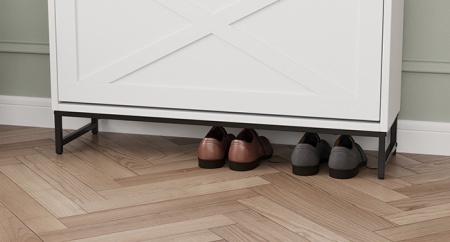 PANA32 - Pantofar 80 cm ingust, 2 compartimente, pantofare, depozitare pantofi, mobilier hol - Alb / Negru - Img 10