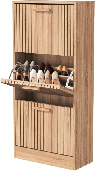 PANM202 - Pantofar 60 cm cu 3 compartimente, pantofare, depozitare pantofi, mobilier hol - Maro - Img 2