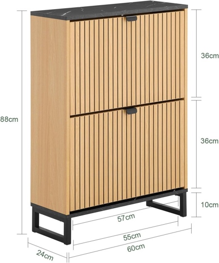 PANM6 - Pantofar 60 cm cu 2 compartimente, pantofare, depozitare pantofi, mobilier hol riflaje - Maro - Negru imitatie de marmura - Img 8