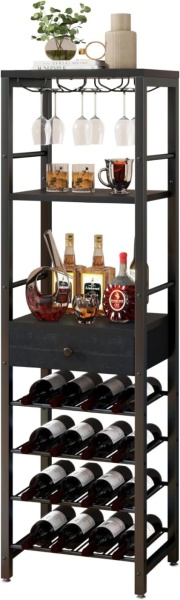 RVI8 - Rafturi Vin, 40 cm, depozitare vin, raft stil industrial, bucatarie, living, dining - Negru / Alb / Maro - Img 8