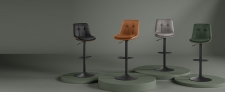 SCB3 - Set 2x Scaune Bar Negre / Maro / Gri / Verde - Piele ecologica - Img 2