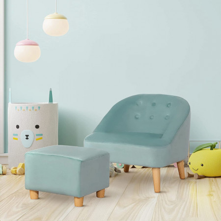 SCRV201 - Mini fotoliu si taburet, 51 cm, scaun, scaunel, divan Copii 3-5 ani - Verde