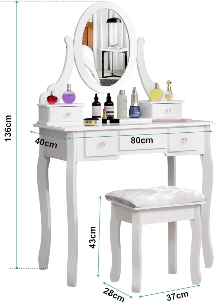 SEA29 - Set Masa alba toaleta cosmetica machiaj oglinda masuta vanity - Img 2