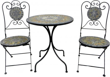 SEGG204 - Set Masa si scaune pliante Mozaic gradina, terasa, balcon - Gri