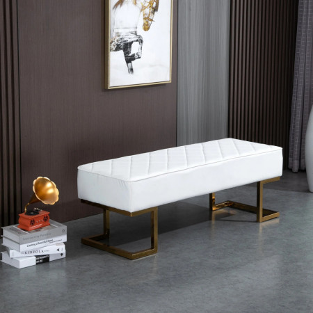BAA217 - Bancuta 120 cm, Canapea, fotoliu, sofa, bancheta, banca living, divan dormitor, hol: Alba, piele ecologica