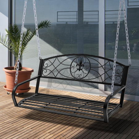 BAN7 - Banca metalica gradina, exterior tip balansoar, hinta, leagan - Negru