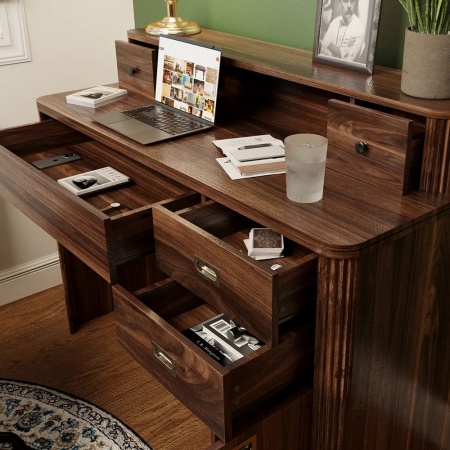 BIM2 - Masa de birou , 120 cm, home office cu 5 sertare - Maro - Img 7