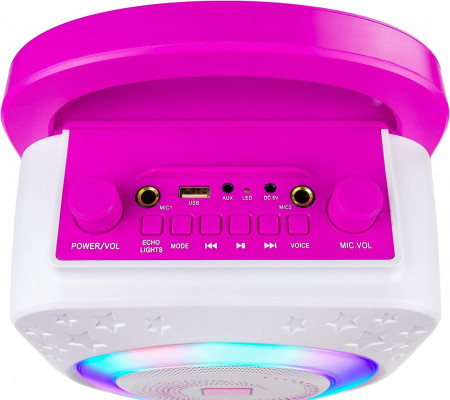 CADC17 - Set Sistem Mini Karaoke si 2 Mini Microfoane, Jucarii copii, Cadou pentru Craciun, Petreceri in familie - Roz - Img 8