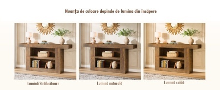 MAM26 - Masa Consola, 160 cm, masuta hol cu 2 rafturi, living, dining, dormitor - Maro - Img 2