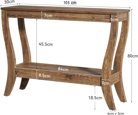 MAM37 - Masa Consola curbata, 105 cm, masuta hol cu raft, living, dining, dormitor - Maro - Img 10