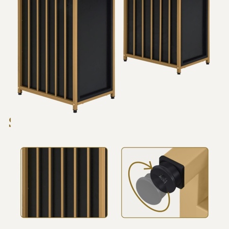 MANIAU205 - Masuta manichiura, birou, 125 cm, masa cosmetica pentru salon - Alb / Negru - Auriu - Img 2