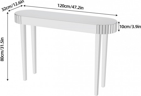 Masa toaleta oglinda, masuta consola, 120 cm, cosmetica machiaj, vanity birou, Argintiu - MAOG3 - Img 4