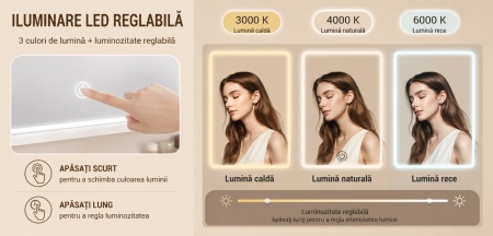 Masuta de machiaj 140 cm, cu Oglinda LED si 10 Sertare pentru Cosmetice, Set Masa toaleta Alba, masuta cosmetica, vanity cu dulapior si rafturi - SEA20 - Img 10